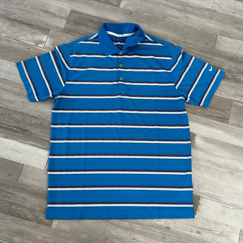 NIKE GOLF Dry Fit Blue stripped shirt